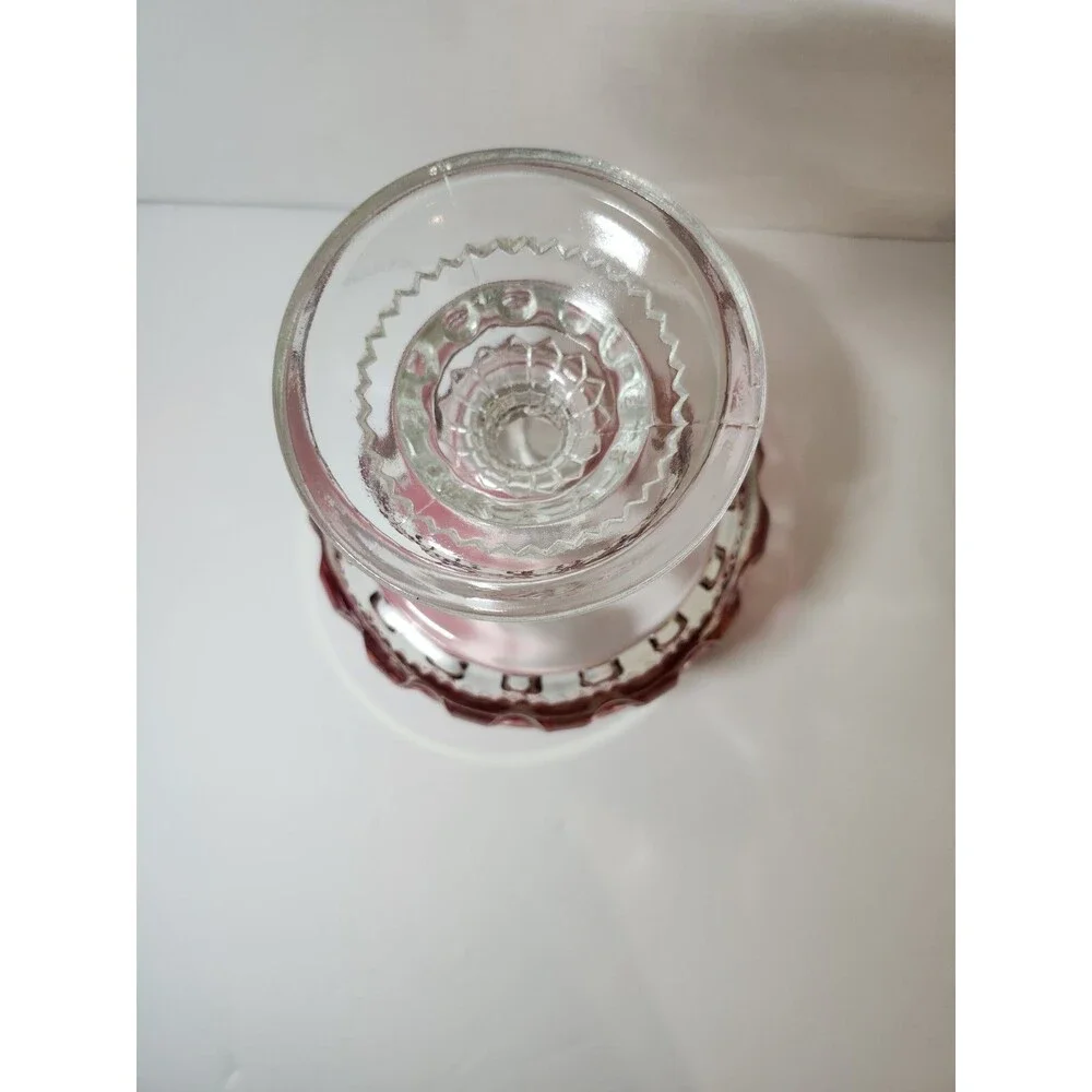 Indiana Glass Kings Crown Thumbprint Ruby Flash Stemmed Candy Dish or Compote